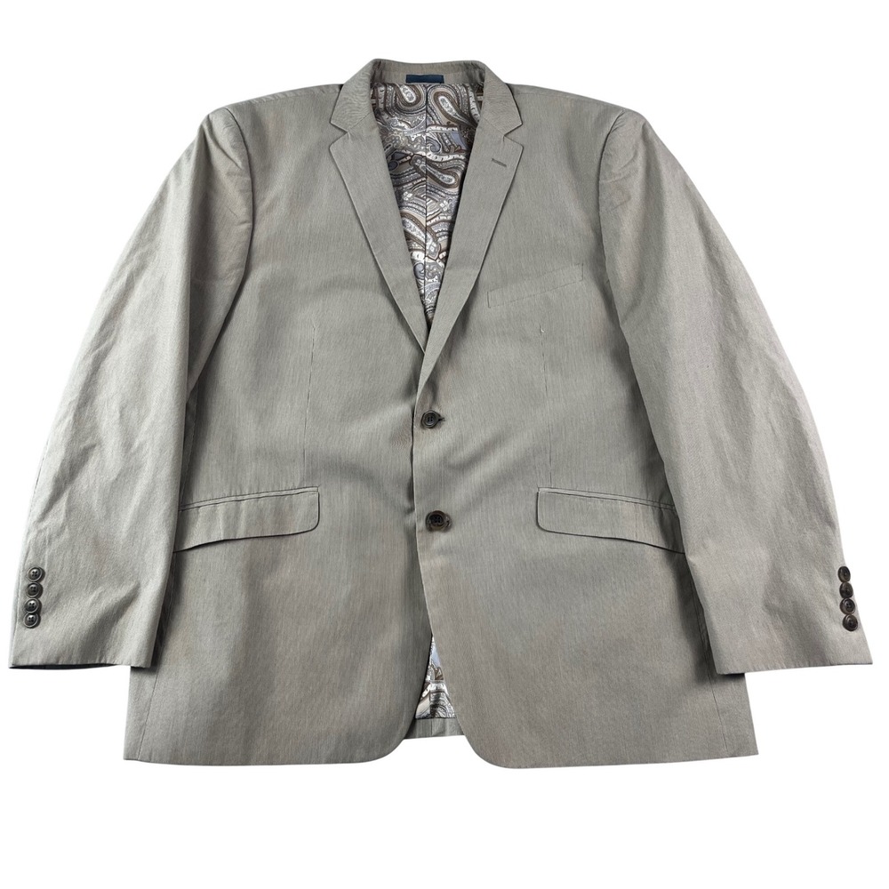 Madison Mens 46R Tan 100% Cotton‎ Two Button Blazer Sport Coat Paisley Lining